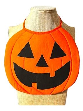 Halloween Pumpkin Cotton Bib for Kids Handmade